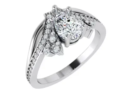 Pear Cut Unique Ring 4684 3D print model