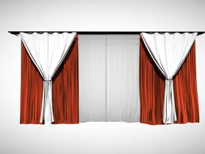 Curtain with orange and stripes Free 3D model