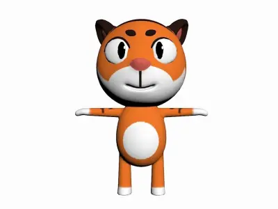 Cartoon Tiger Character Low-poly 3D model