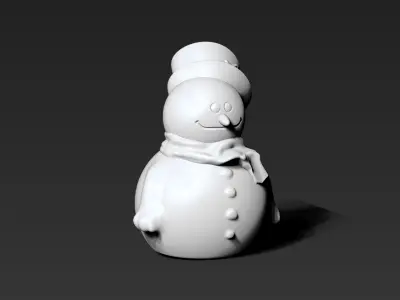 Snowman wearing hat and scarf 3D print model