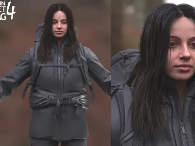 Woman Backpacker - Modular - Rigged Low-poly 3D model