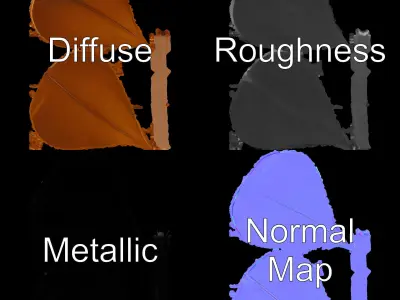 Bronze Leaf Ornament Model Pack Low-poly 3D model