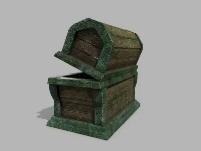 Chest wooden Low-poly 3D model