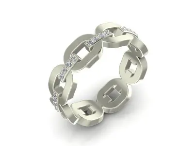Chain Ring with gemstones 2 3D print model