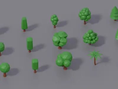Animated Timber Pack 15 Stylized Low-Poly Trees Low-poly 3D model