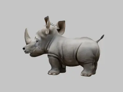 Realistic Baby Rhino 3D Model Low-poly 3D model