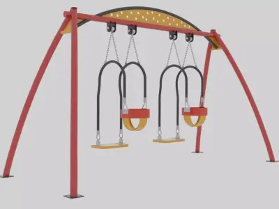 Playground Metal Double Swing - 02 3D model