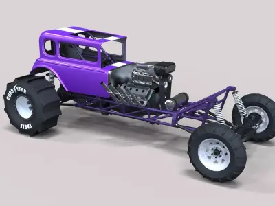 Mud dragster Hot Rod 3D model