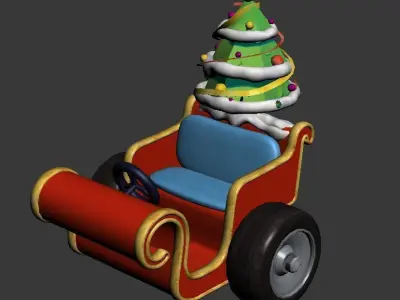 christmas sleigh 3D model Low-poly 3D model