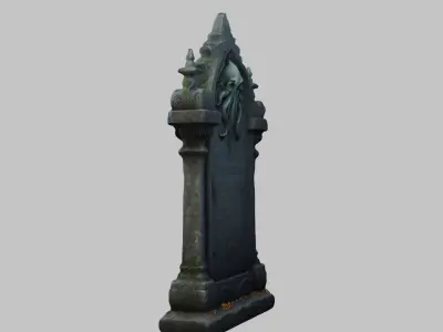 Old Gothic Gravestone with Intricate Details Low-poly 3D model