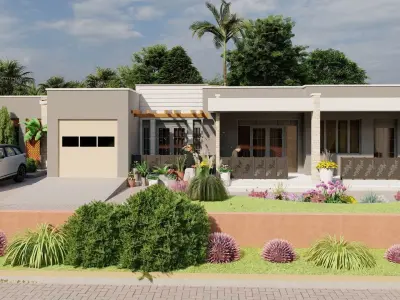 Contemporary hidden roof family home vii 3D model