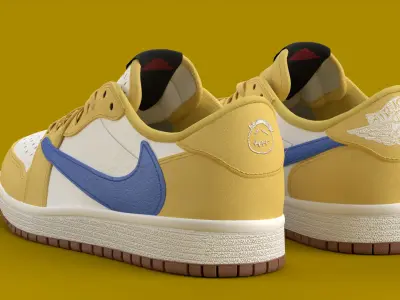 Travis Scott x Air Jordan Canary Yellow Low-poly 3D model