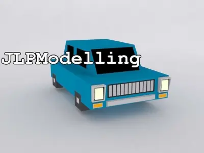 Low Poly Car four different colored trucks Free low-poly 3D model