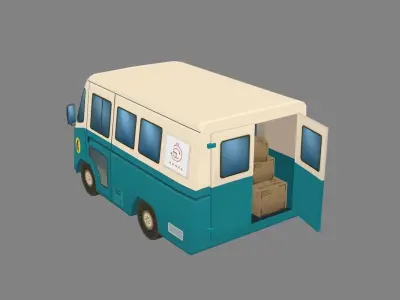 Cartoon pet shop van Low-poly 3D model