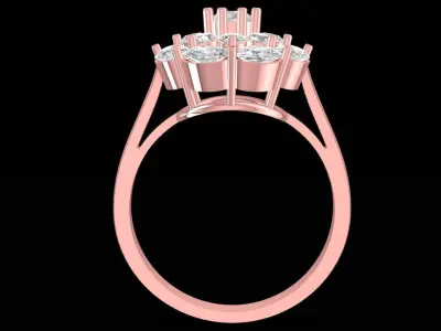 Luxury Floral Cluster Diamond Ring for Women 2431 3D print model