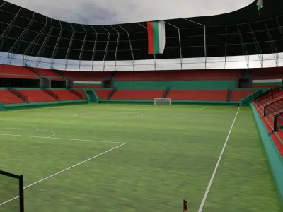 Bulgaria Football Stadium and Interiors Low-poly 3D model