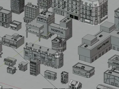 Low Poly City Pack Low-poly 3D model