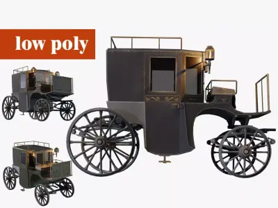 coach Cab taxi Low-poly 3D model