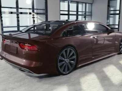 BLENDER EEVEE Brandless Mid Size 2 door sedan Low-poly 3D model