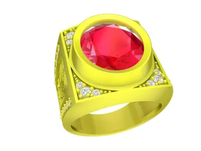 Luxury Oval Gemstone Mens Ring 3D Jewelry Model  4900 3D print model