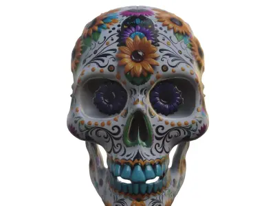 Decorated Sugar Skull Dia de los Muertos Low-poly 3D model