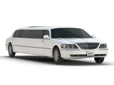 Limousine White Rigged 3D model