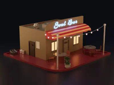 Bar Low Poly sweet Free 3D model