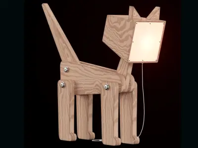 HROOME WOODEN CAT LAMP 3D model