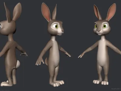 Stylized Cartoon Rabbit - Biped 3D model