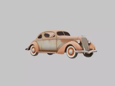 Vintage Convertible Car Low-poly 3D model