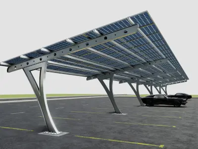 L TYPE SOLAR CARPORT TYPE-2 10 Cars 3D model