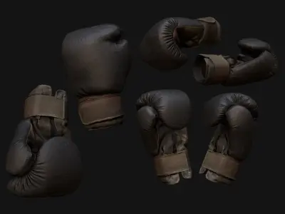 Boxing Gloves Black Low-poly 3D model