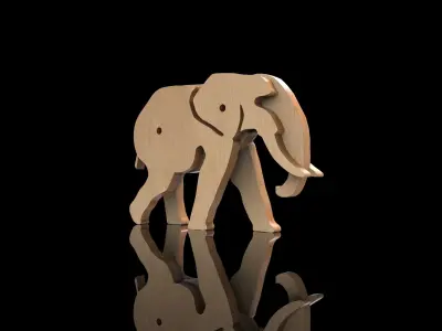 Wooden Animal Toy  Elephant 3D model