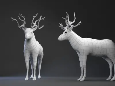 3d model  deer cartoon      - low poly  Low-poly 3D model