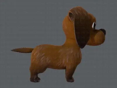 Dog base cartoon Low-poly 3D model