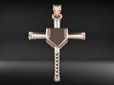  Baseball Bat Cross Stiching Pendant 3D print model