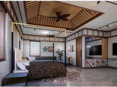 Resort - cottage 02 - bedroom - interior 3D model