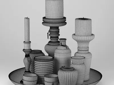 Candle Set holder corona 3D model