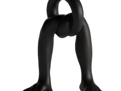 Black and white abstract sculpture of hands and feet 3D model