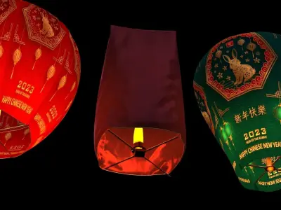 Chinese sky lantern 3D model 3