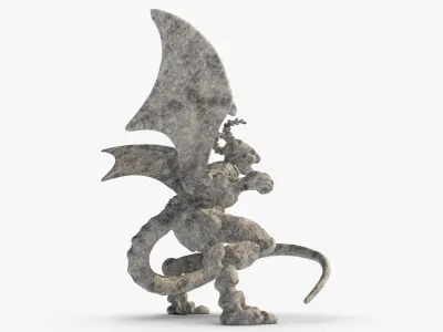 Gargoyl stone dragon Low-poly 3D model