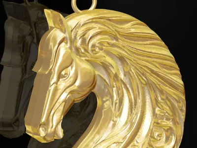 Head Horse Pendant Jewelry Gold 3D print model