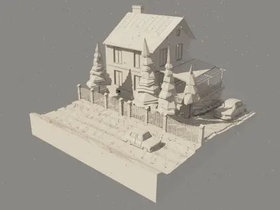 Low Poly of my personal house Low-poly 3D model