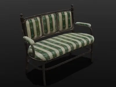 Old Sofa 3D Model  Low-poly 3D model