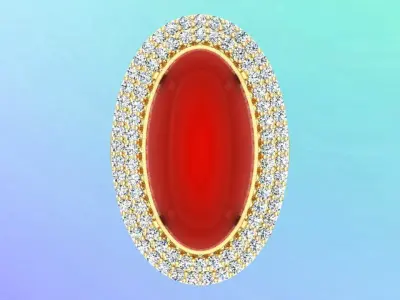 Gemstone Rings - Oval stone ring - Womens Rings 3D print model