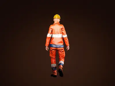 High Quality Female Worker Low-poly 3D model