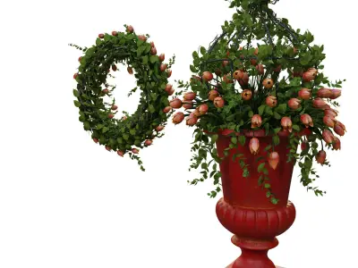 Vase with tulips and a wreath of tulips 05 3D model