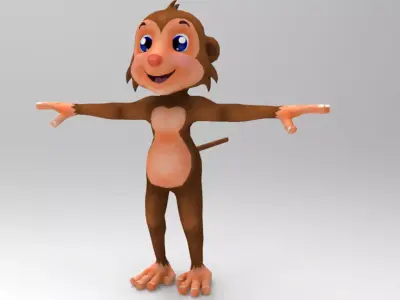 Monkey Model cartoon Low-poly 3D model