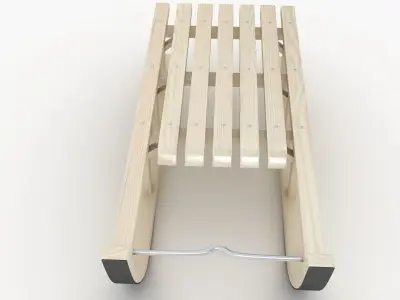 Wooden Snow Sled Low-poly 3D model