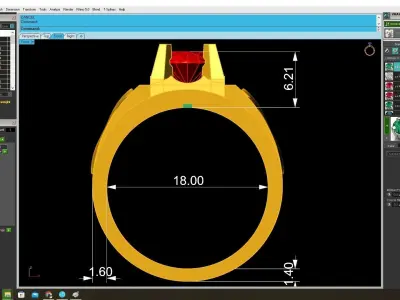 Luxury Men Ring with Oval Gemstone 3783 3D print model